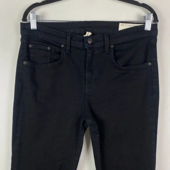 Rag & Bone High Rise Skinny Jeans in Black Coal Size 31 - Picture 2 of 12